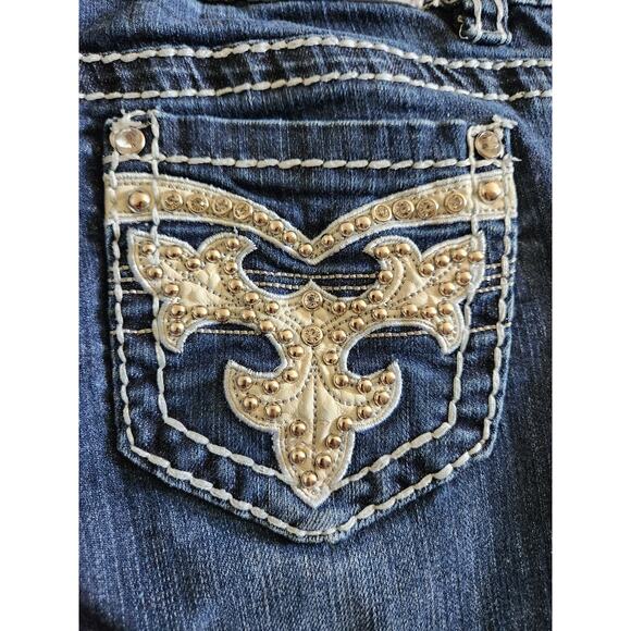 Miss Chic Women's Embellished Boot Cut Dark Wash Denim Jeans-9 - Picture 3 of 10